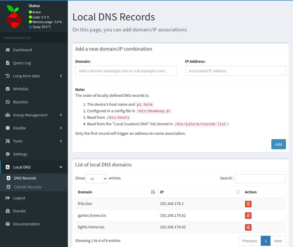 Interne DNS Einträge