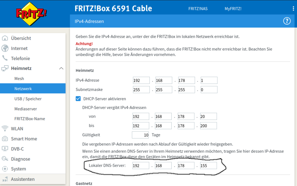 DNS-Server auf IP vom Raspberry Pi setzen