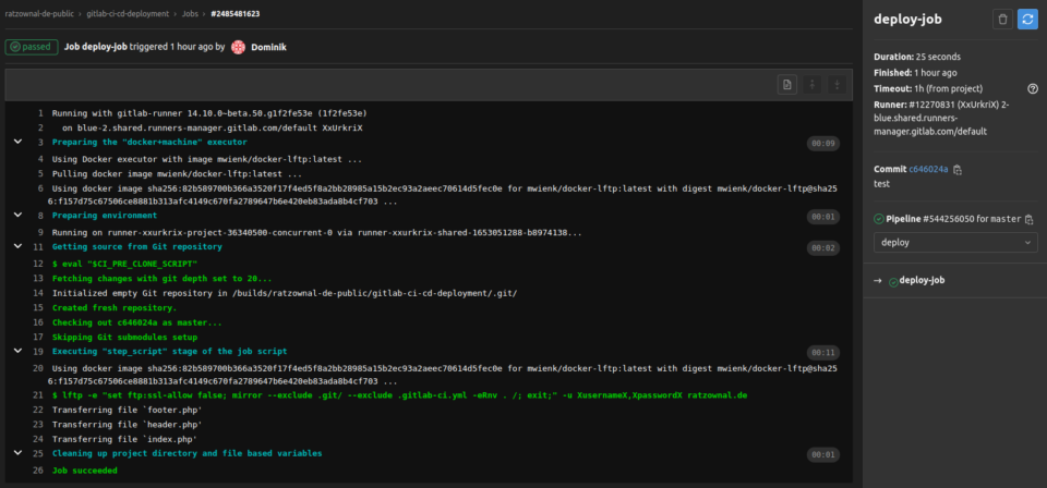 Gitlab Pipeline passed