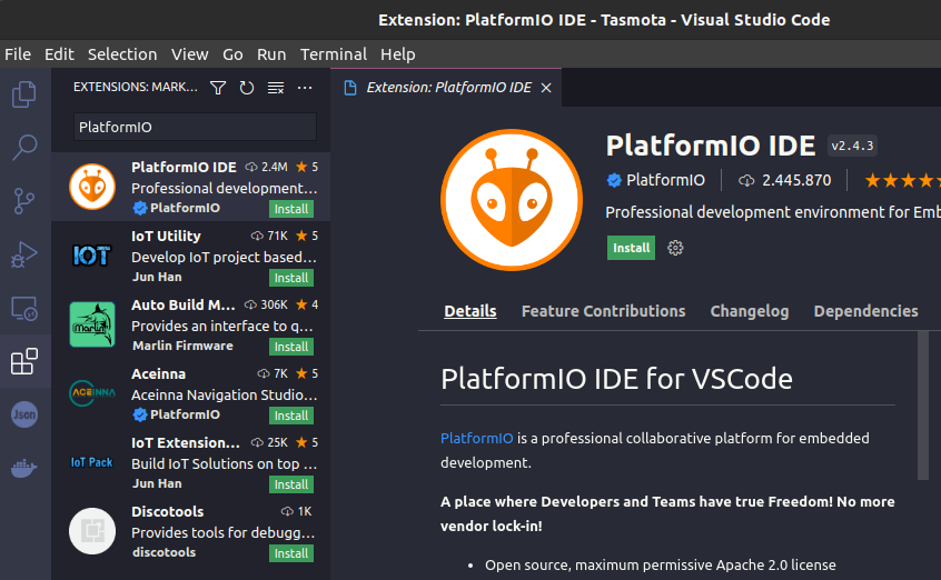 Installation von PlatformIO IDE Installation von PlatformIO IDE