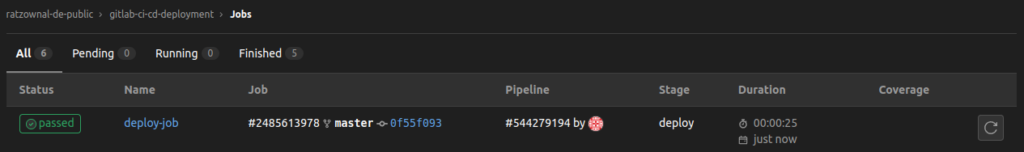 Fertige Gitlab Pipeline - Laufzeit 25 Sekunden Fertige Gitlab Pipeline - Laufzeit 25 Sekunden